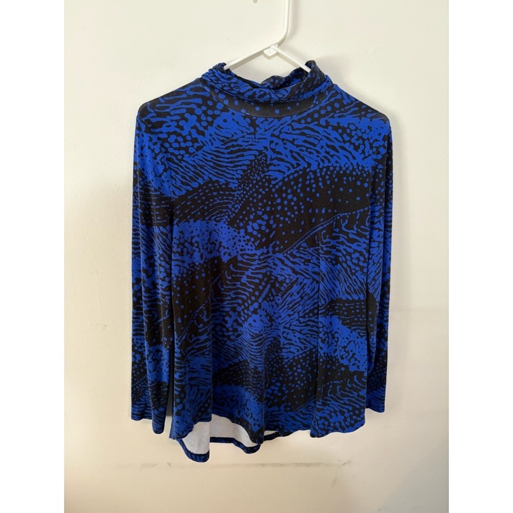 JM Collection Women's Blouse Top Blue Large Solid Long Sleeve - Ecu